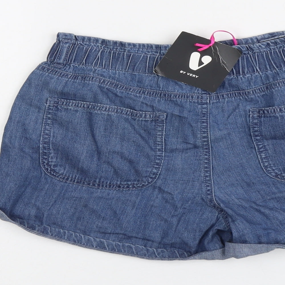 Very Girls Blue Cotton Mom Shorts Size 12 Years Regular Zip