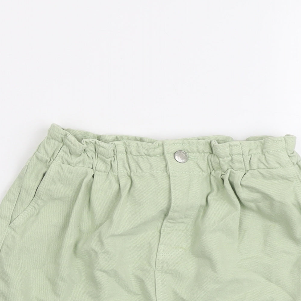 Zara Girls Green Cotton Mini Skirt Size 11-12 Years Regular Button