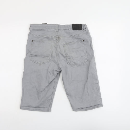 H&M Boys Grey Cotton Chino Shorts Size 14 Years Regular Zip - Distressed