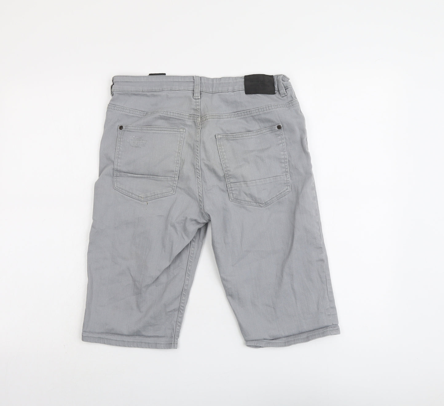 H&M Boys Grey Cotton Chino Shorts Size 14 Years Regular Zip - Distressed