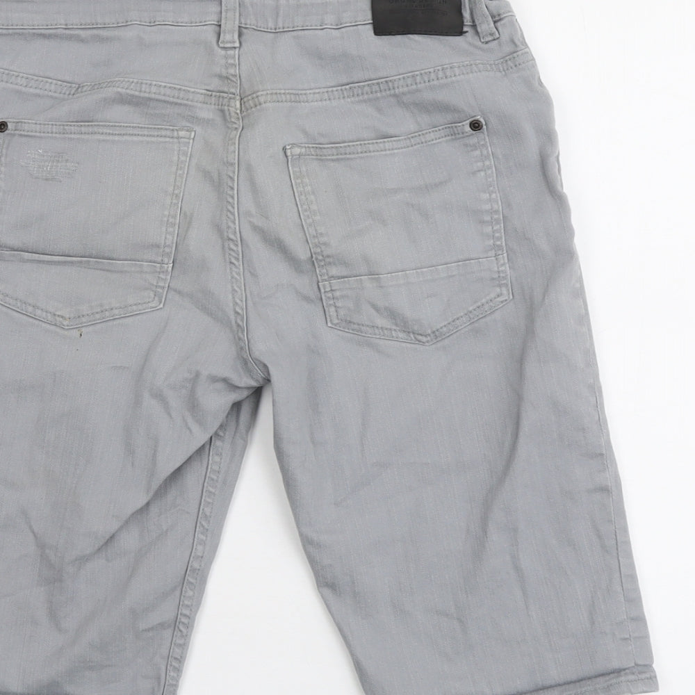 H&M Boys Grey Cotton Chino Shorts Size 14 Years Regular Zip - Distressed