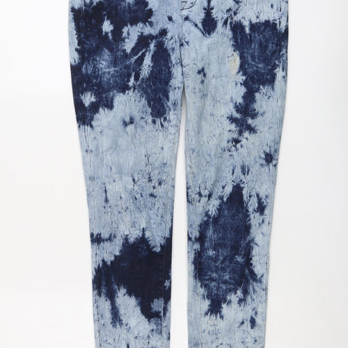 Karren Millen Womens Blue Cotton Skinny Jeans Size 10 L29 in Regular Button - Acid Wash