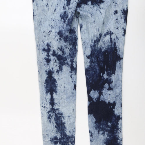 Karren Millen Womens Blue Cotton Skinny Jeans Size 10 L29 in Regular Button - Acid Wash