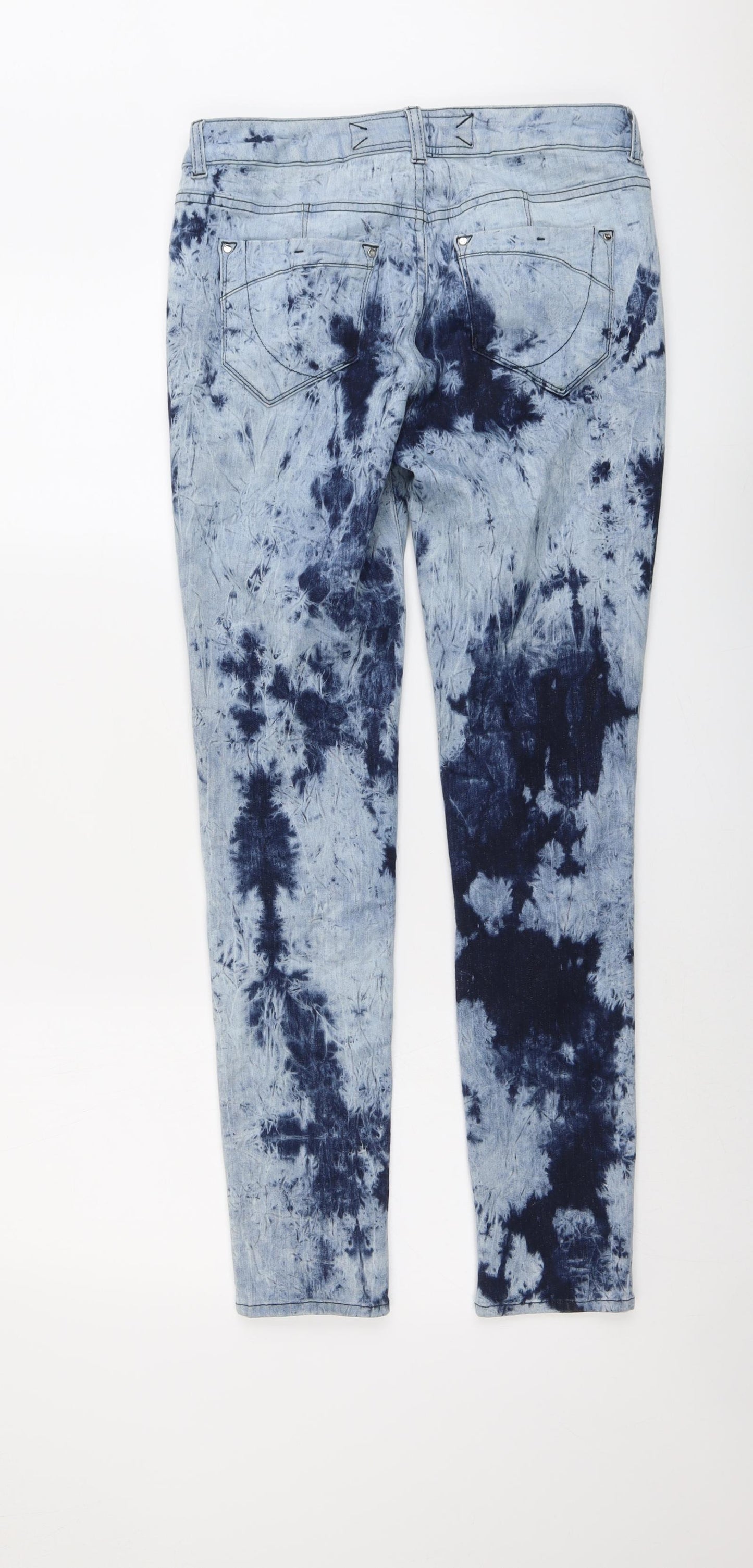 Karren Millen Womens Blue Cotton Skinny Jeans Size 10 L29 in Regular Button - Acid Wash
