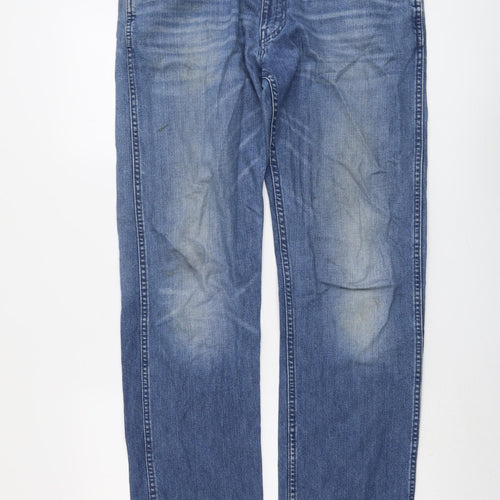 Levi's Mens Blue Cotton Straight Jeans Size 34 in L34 in Regular Button