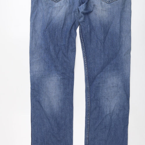 Levi's Mens Blue Cotton Straight Jeans Size 34 in L34 in Regular Button