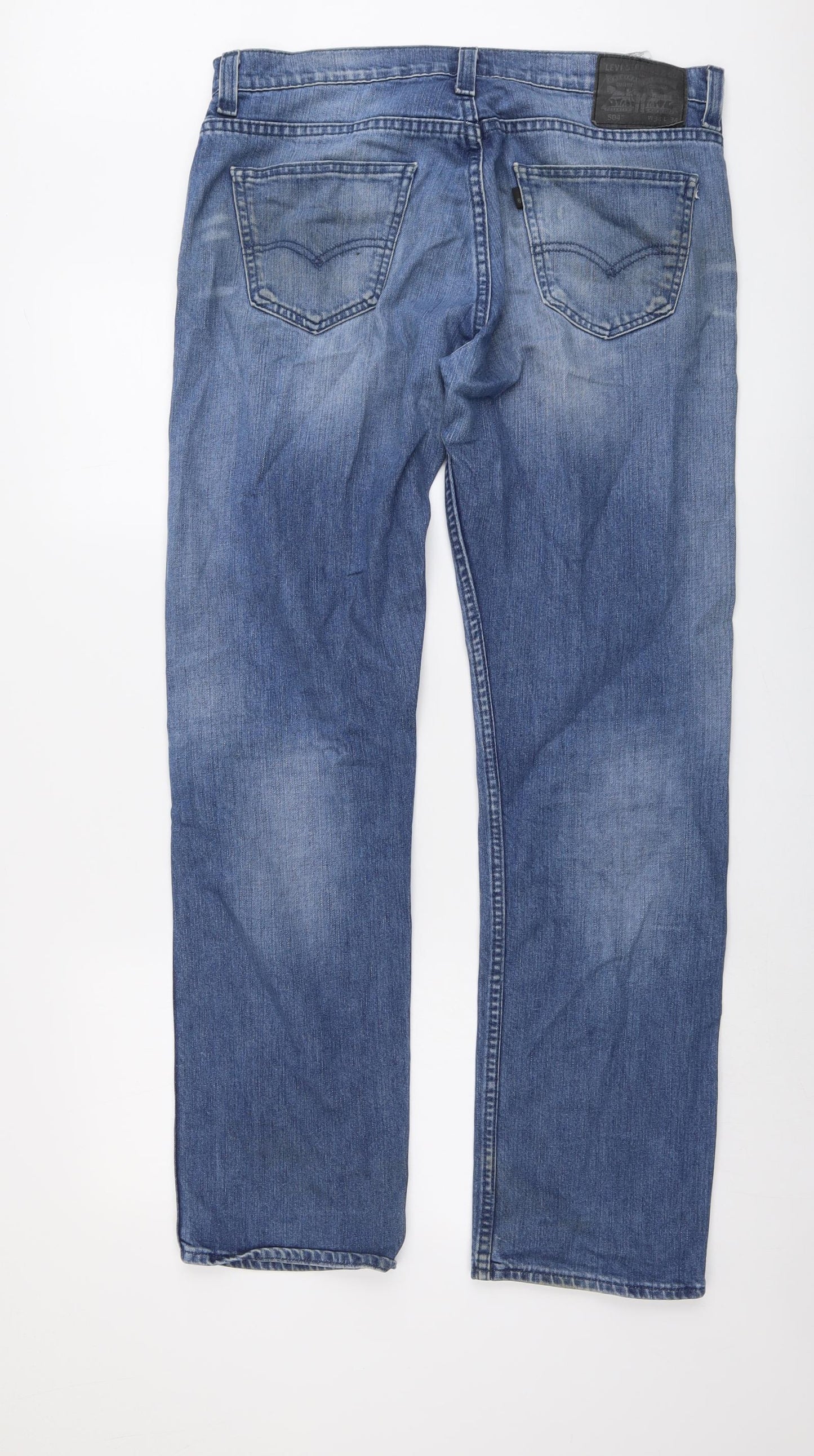 Levi's Mens Blue Cotton Straight Jeans Size 34 in L34 in Regular Button
