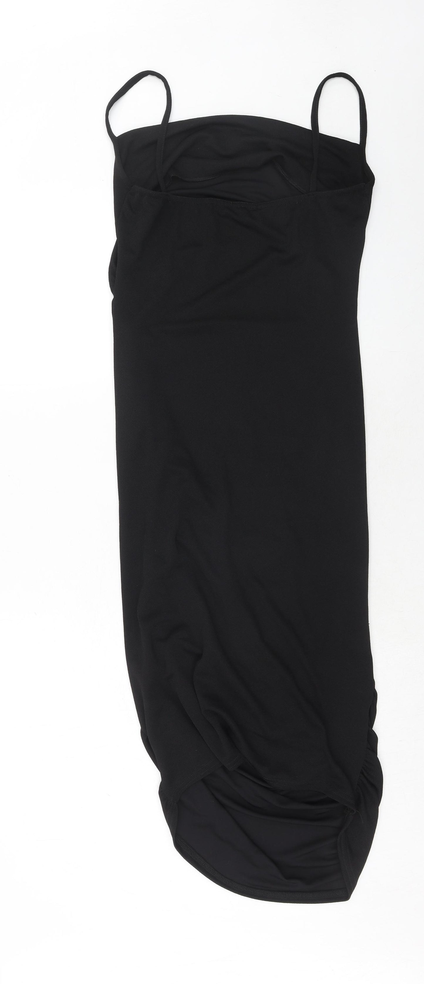 Boohoo Womens Black Polyester Slip Dress Size 12 Square Neck Pullover