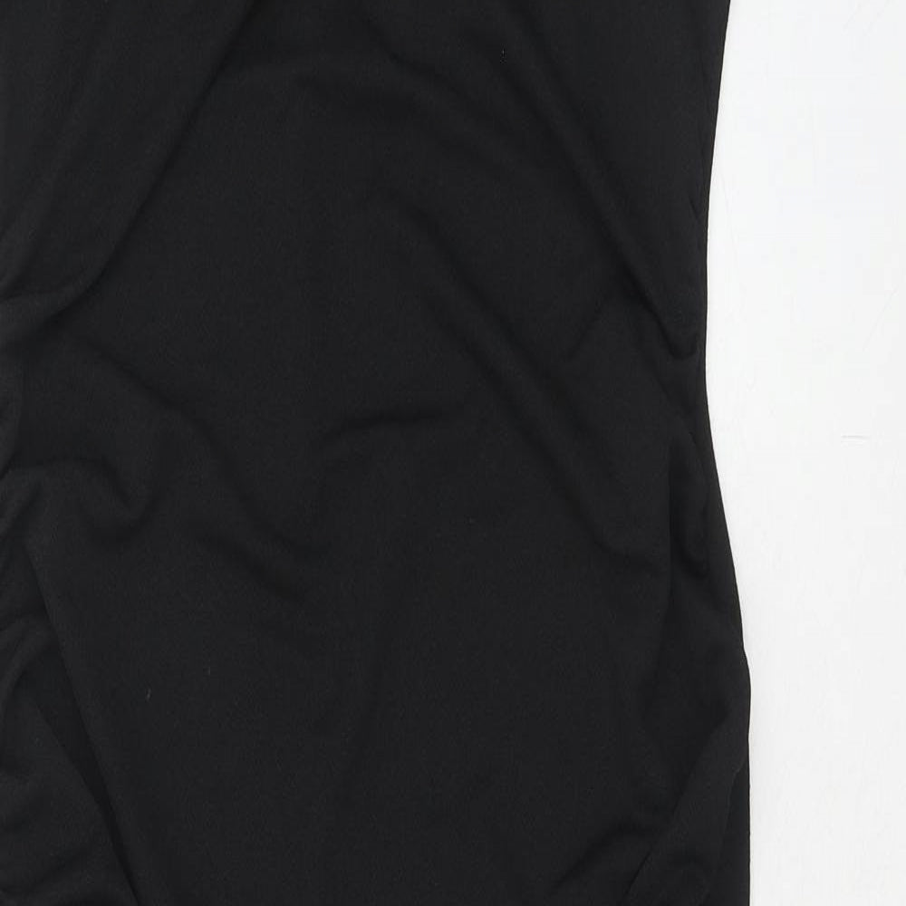 Boohoo Womens Black Polyester Slip Dress Size 12 Square Neck Pullover