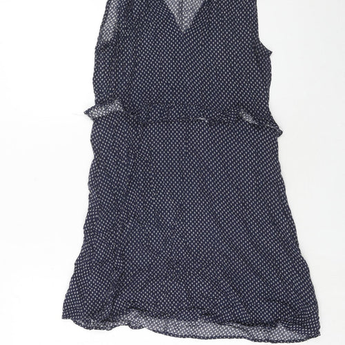 H&M Womens Blue Geometric Viscose A-Line Size 8 V-Neck Tie
