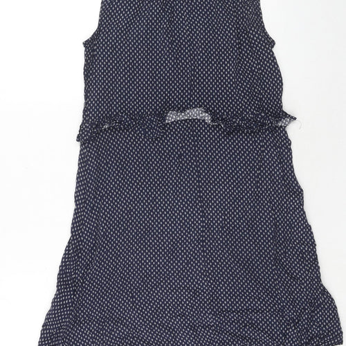 H&M Womens Blue Geometric Viscose A-Line Size 8 V-Neck Tie
