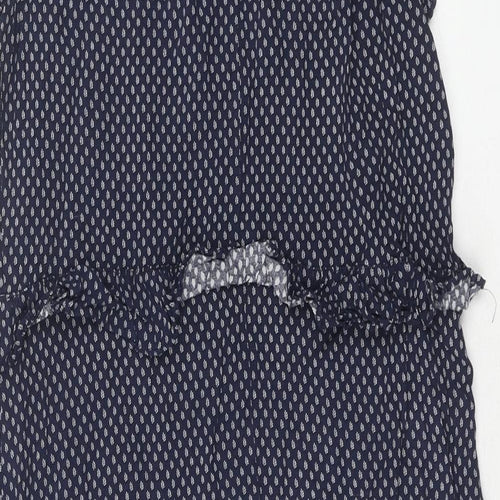 H&M Womens Blue Geometric Viscose A-Line Size 8 V-Neck Tie