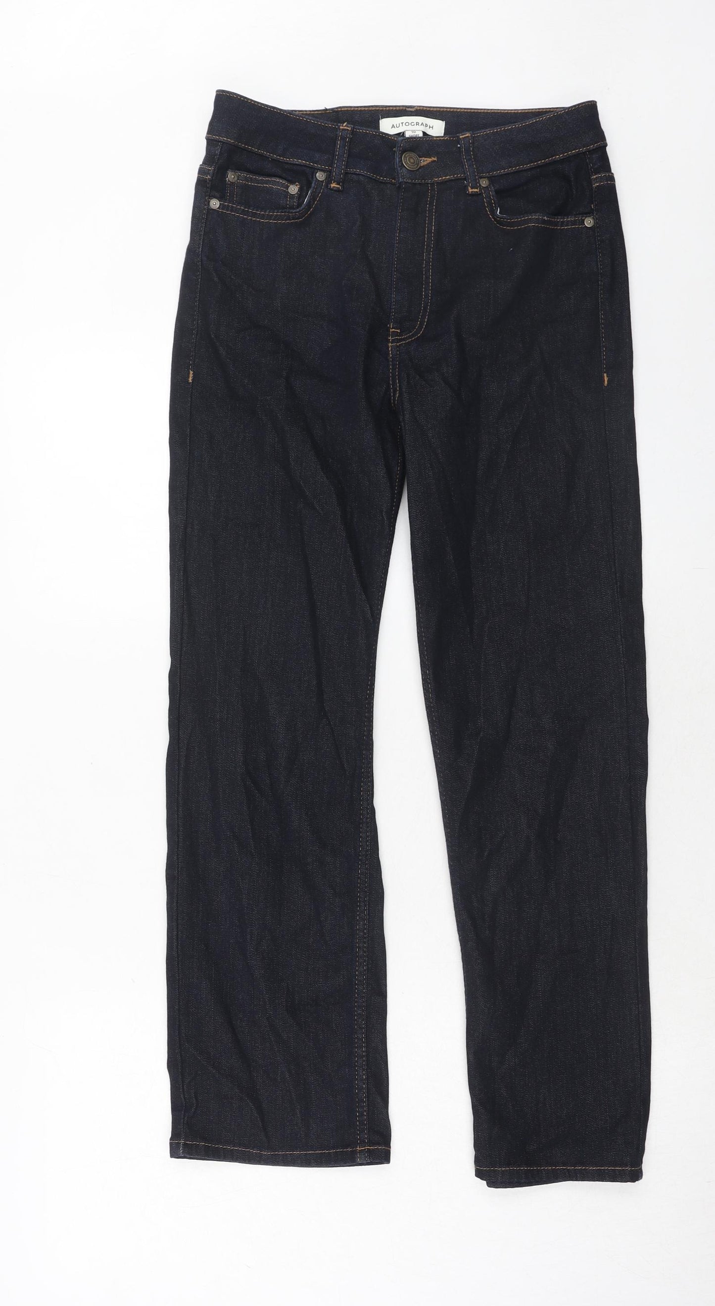 Autograph Womens Blue Cotton Straight Jeans Size 10 Regular Zip