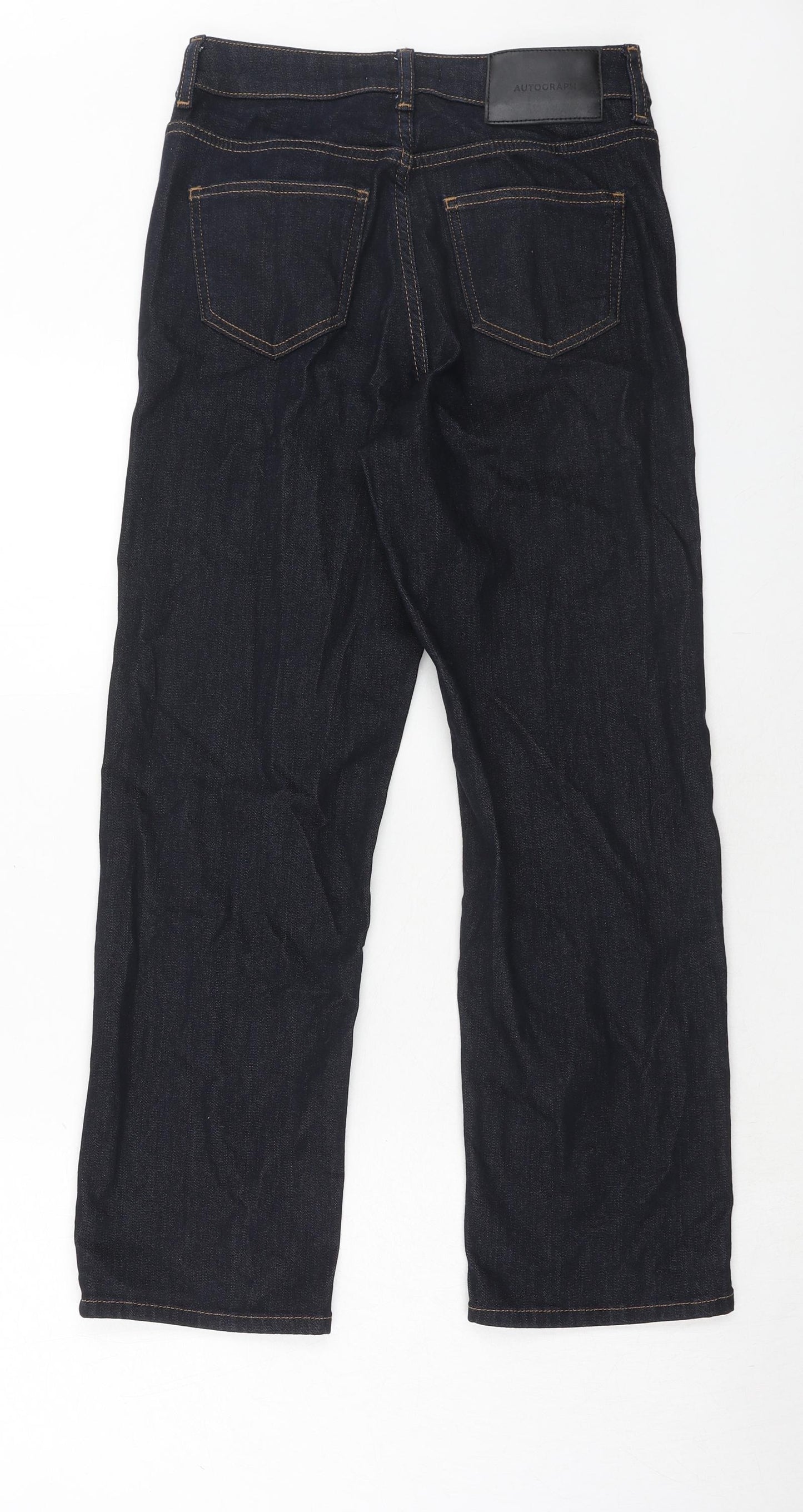 Autograph Womens Blue Cotton Straight Jeans Size 10 Regular Zip