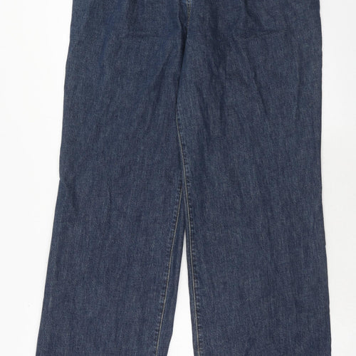Autograph Womens Blue Cotton Straight Jeans Size 14 Regular Zip