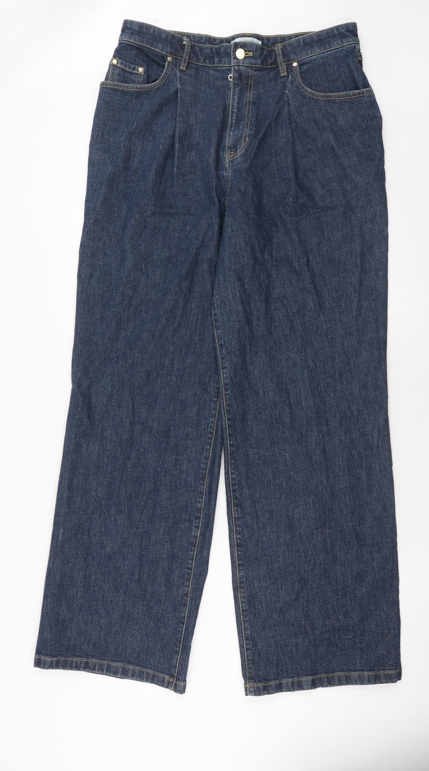 Autograph Womens Blue Cotton Straight Jeans Size 14 Regular Zip