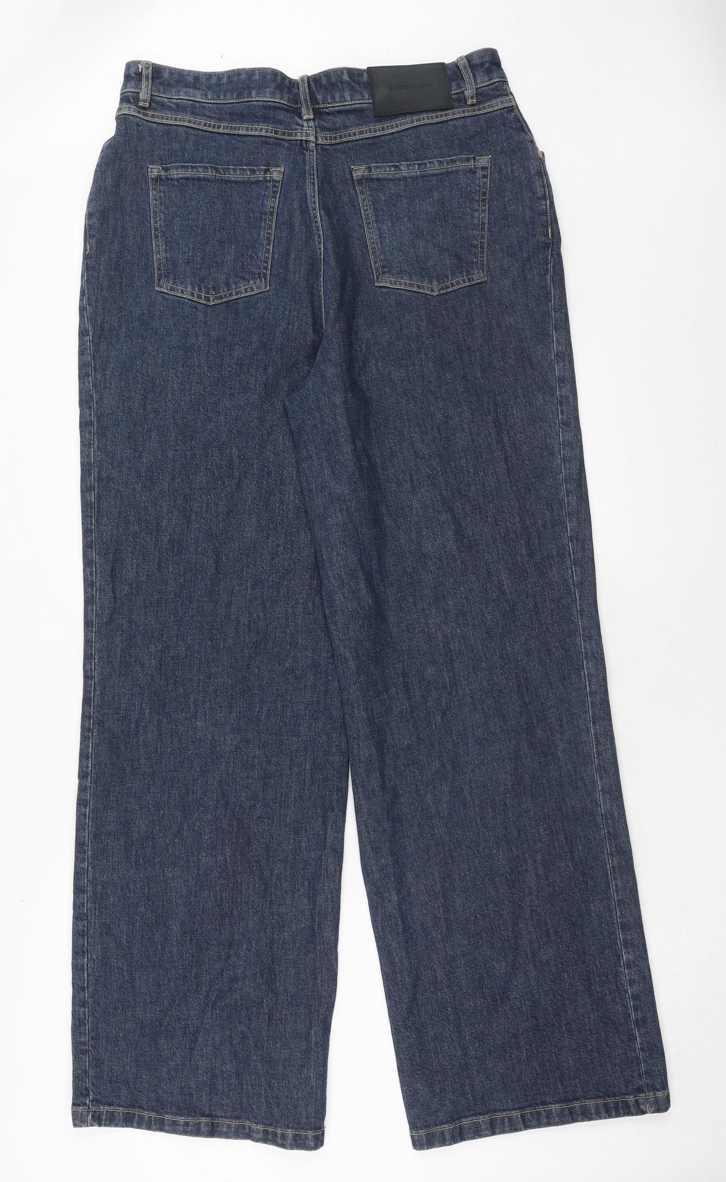 Autograph Womens Blue Cotton Straight Jeans Size 14 Regular Zip