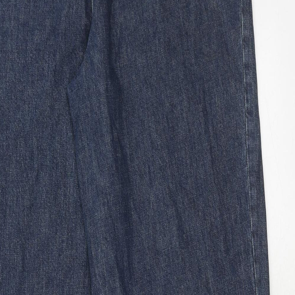 Autograph Womens Blue Cotton Straight Jeans Size 14 Regular Zip