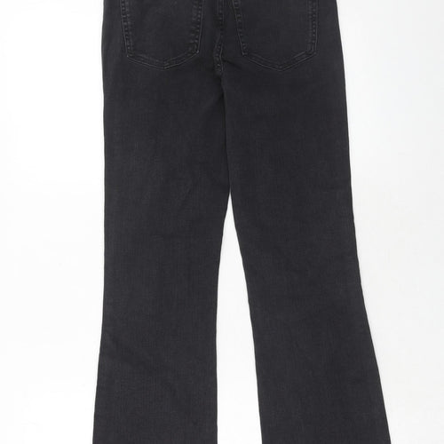 Marks and Spencer Womens Black Cotton Bootcut Jeans Size 8 Regular Zip
