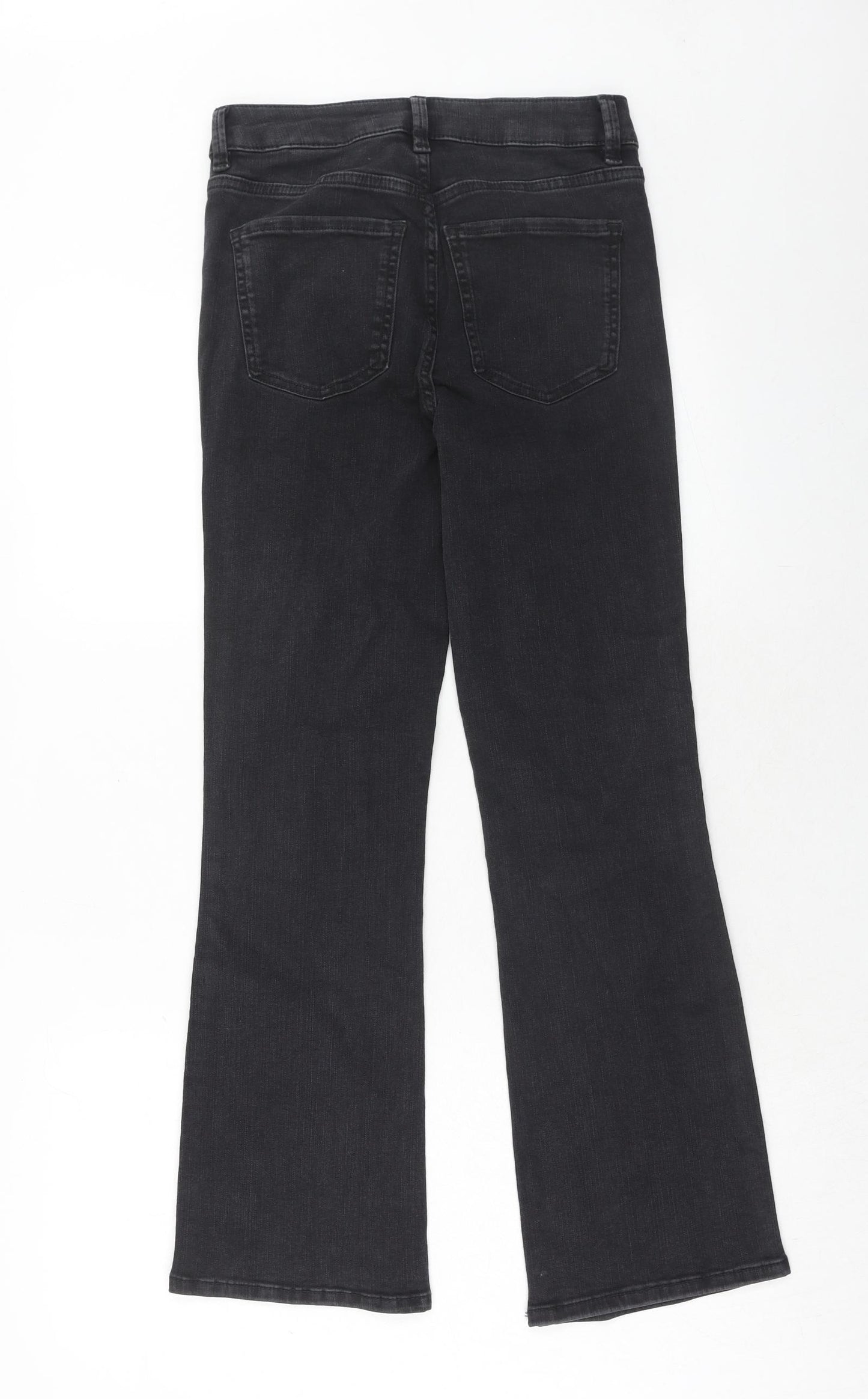 Marks and Spencer Womens Black Cotton Bootcut Jeans Size 8 Regular Zip