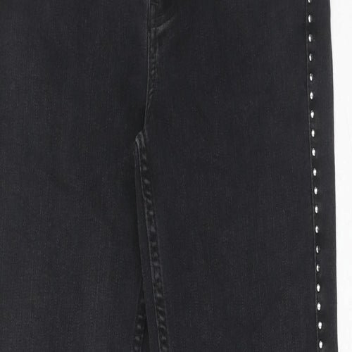 Marks and Spencer Womens Black Cotton Bootcut Jeans Size 8 Regular Zip