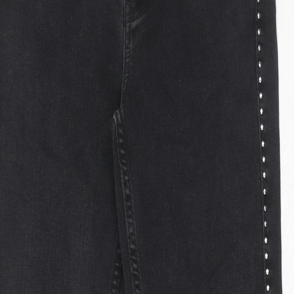 Marks and Spencer Womens Black Cotton Bootcut Jeans Size 8 Regular Zip