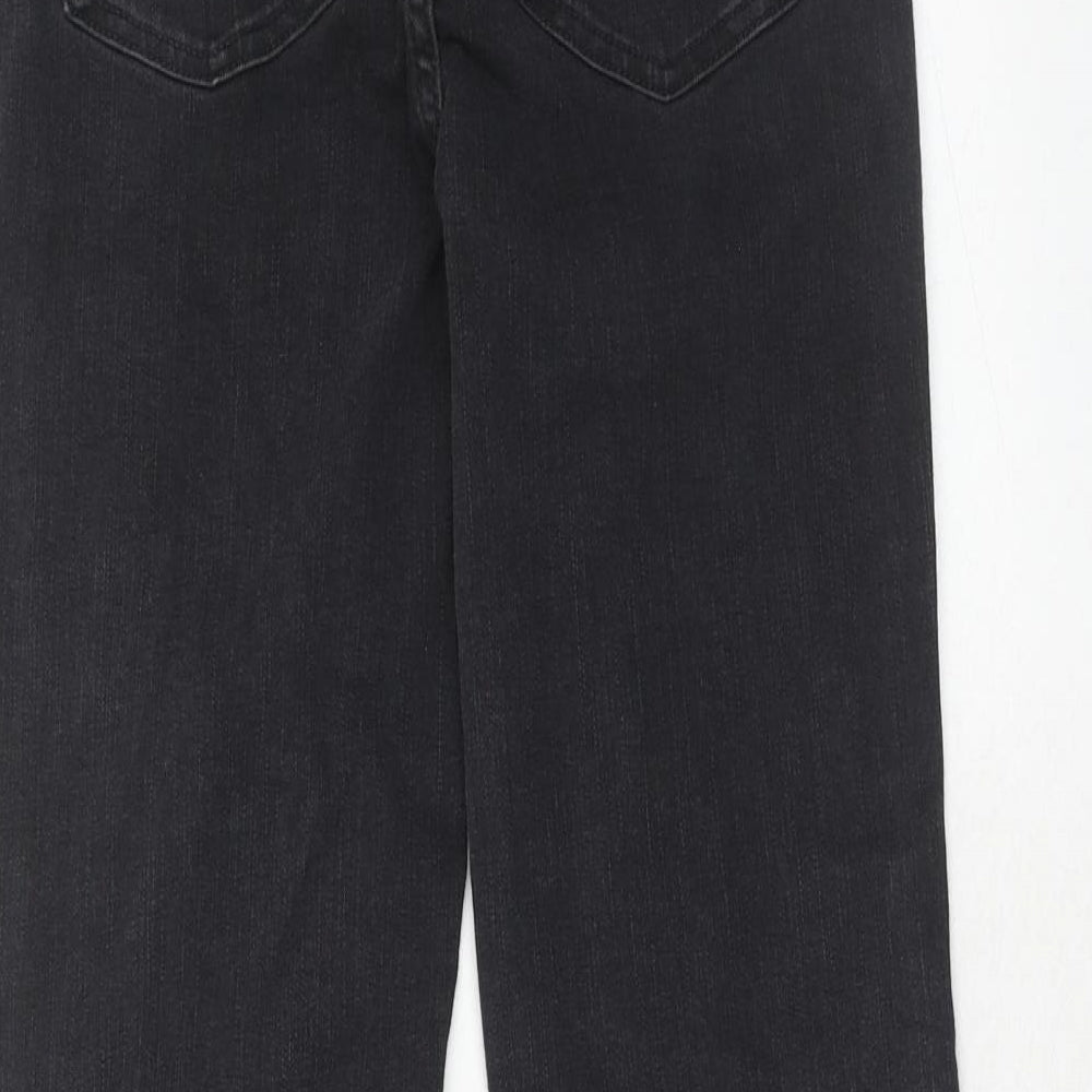 Marks and Spencer Womens Black Cotton Bootcut Jeans Size 8 Regular Zip