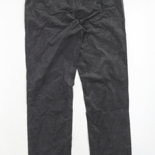 Marks and Spencer Womens Grey Cotton Trousers Size 8 Regular Zip