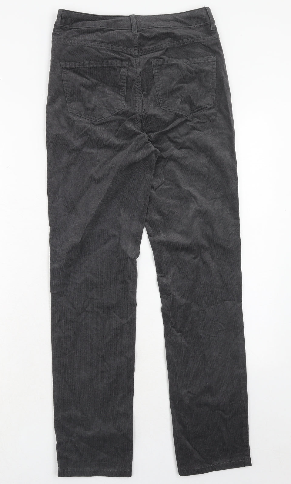 Marks and Spencer Womens Grey Cotton Trousers Size 8 Regular Zip