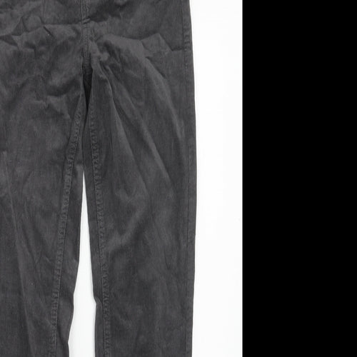 Marks and Spencer Womens Grey Cotton Trousers Size 8 Regular Zip
