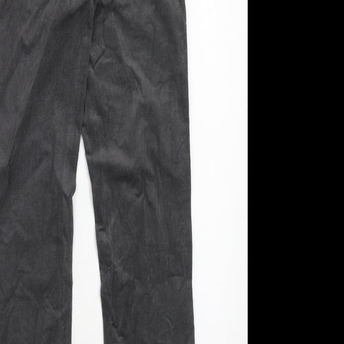 Marks and Spencer Womens Grey Cotton Trousers Size 8 Regular Zip