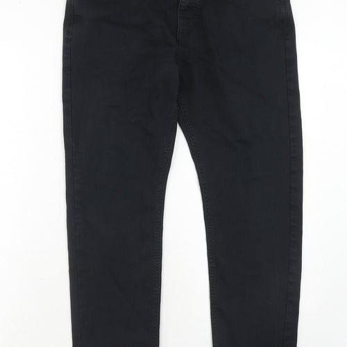 Marks and Spencer Mens Black Cotton Skinny Jeans Size 34 in L29 in Slim Zip