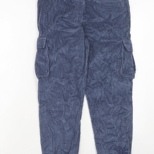 Marks and Spencer Boys Blue Cotton Cargo Trousers Size 12-13 Years Regular Drawstring