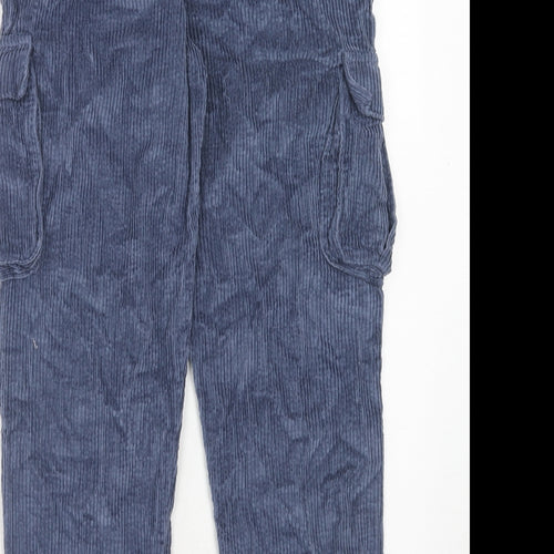 Marks and Spencer Boys Blue Cotton Cargo Trousers Size 12-13 Years Regular Drawstring