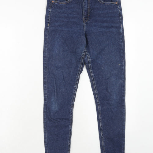 Topshop Womens Blue Cotton Skinny Jeans Size 28 in L30 in Regular Zip