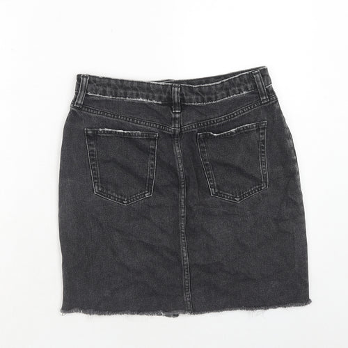 H&M Womens Black Cotton A-Line Skirt Size 10 Zip