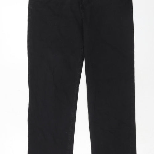 Marks and Spencer Womens Black Cotton Straight Jeans Size 14 Regular Zip