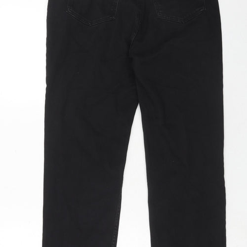 Marks and Spencer Womens Black Cotton Straight Jeans Size 14 Regular Zip