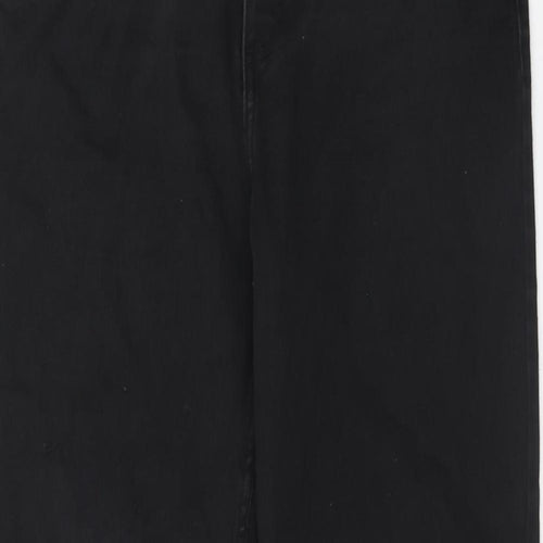 Marks and Spencer Womens Black Cotton Straight Jeans Size 14 Regular Zip
