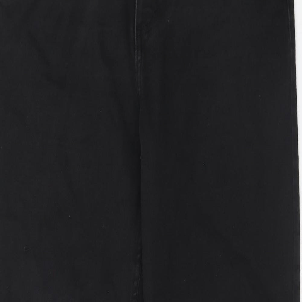 Marks and Spencer Womens Black Cotton Straight Jeans Size 14 Regular Zip