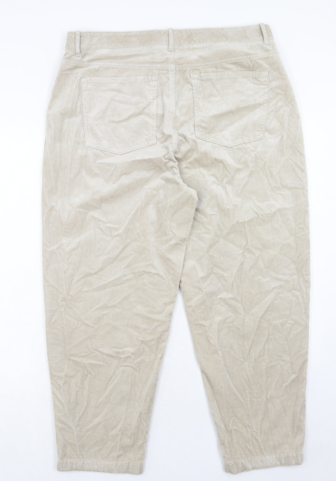 Per Una Womens Beige Cotton Carrot Trousers Size 18 Regular Zip