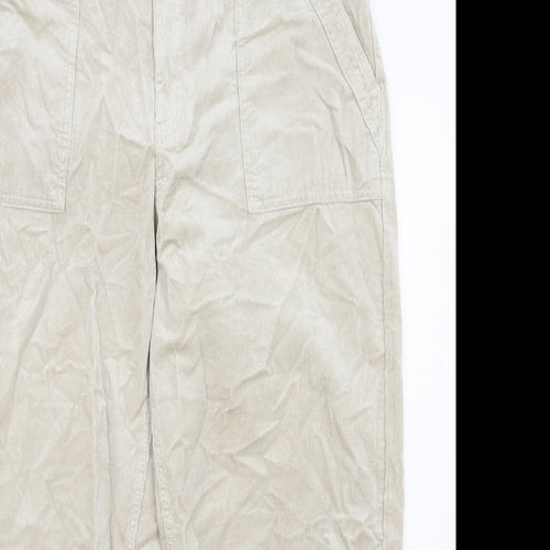 Per Una Womens Beige Cotton Carrot Trousers Size 18 Regular Zip