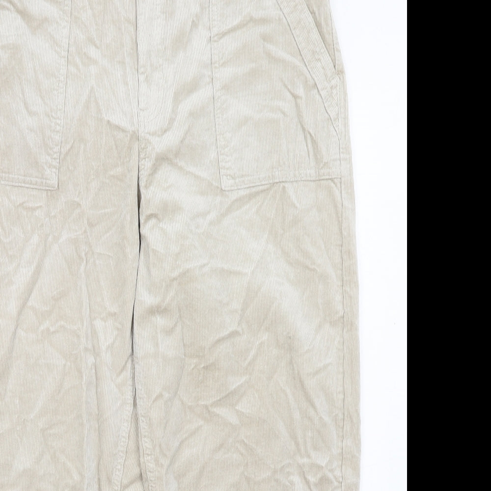 Per Una Womens Beige Cotton Carrot Trousers Size 18 Regular Zip