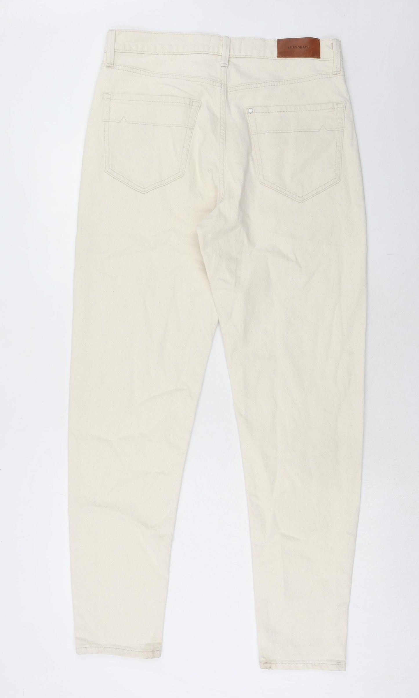 Autograph Mens Beige Cotton Skinny Jeans Size 32 in L33 in Regular Zip