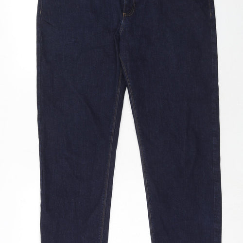 Marks and Spencer Mens Blue Cotton Straight Jeans Size 36 in L31 in Regular Zip