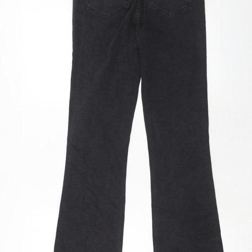 Marks and Spencer Womens Black Cotton Straight Jeans Size 8 Regular Zip