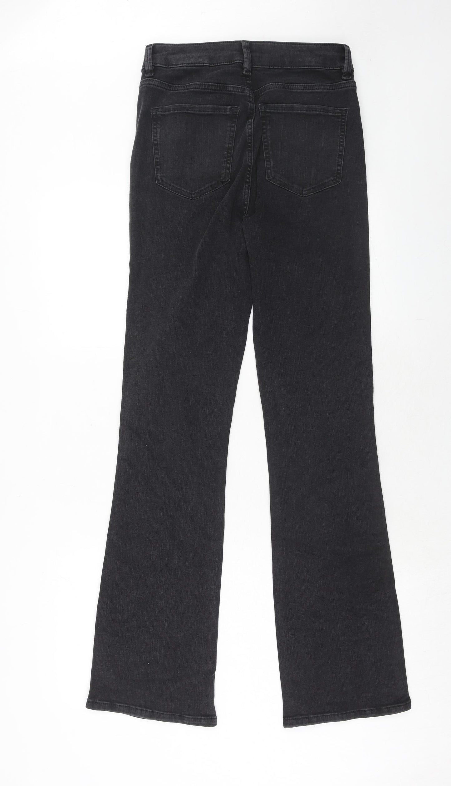 Marks and Spencer Womens Black Cotton Straight Jeans Size 8 Regular Zip