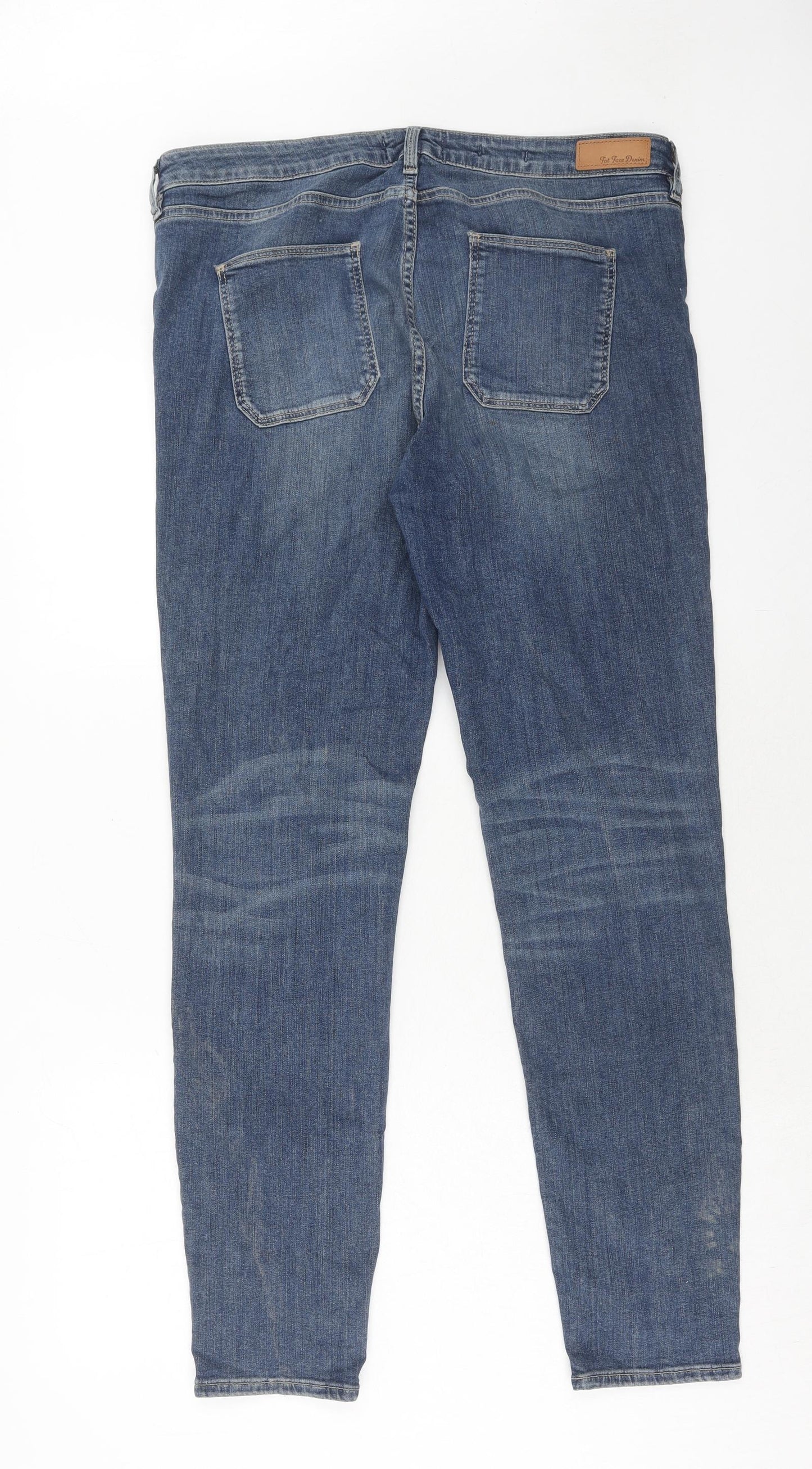 Fat Face Womens Blue Cotton Skinny Jeans Size 16 Regular Zip