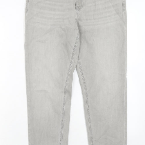 Marks and Spencer Womens Grey Cotton Skinny Jeans Size 10 Relaxed Zip