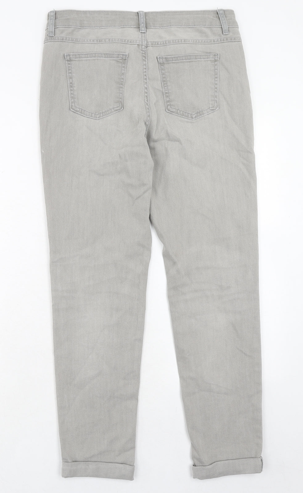 Marks and Spencer Womens Grey Cotton Skinny Jeans Size 10 Relaxed Zip